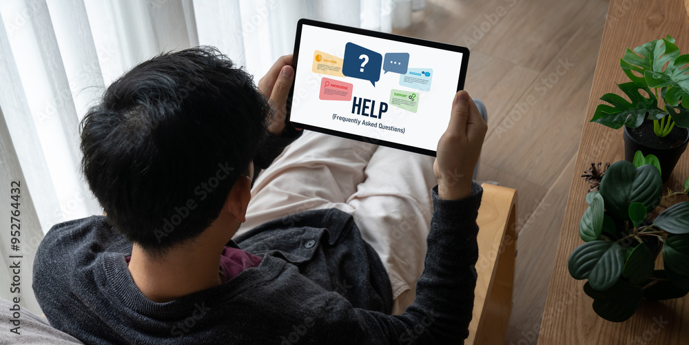 Poster help screen on the website provide answer to faq frequently asked question snugly with knowledge inf
