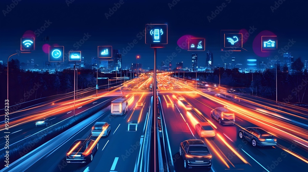 Aufkleber of iot enabled digital traffic signs that provide real time information and updates to commuters enh