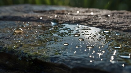 Fototapeta premium drops of water on stone 