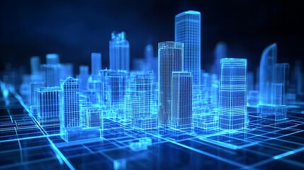 Fototapeta premium A Wireframe Model of a Futuristic City