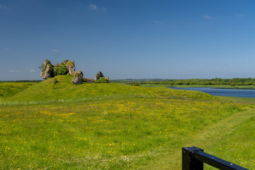 Clonmacnoise is an early Christian monastic complex located on the banks of the River Shannon, Ireland