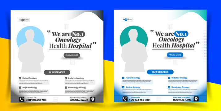 cancer awareness or medical healthcare social media post banner template set
