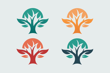 A 4 tree logo icon vector illustration