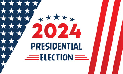 Presidental election day. Vote 2024 in USA, banner design.Political election campaign.Patriotic American element. Poster, card, banner and background. Vector illustration.