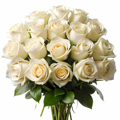 Obraz premium a bouquet of white roses with white background