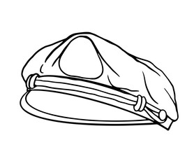 captain's cap in a simple line art style, ideal for use in nautical-themed designs, children's books, educational materials, or as part of a branding logo for maritime businesses.  