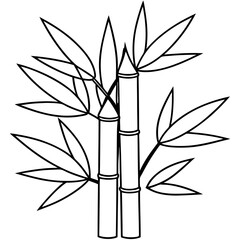 Obraz premium Bamboo Vector line Art on White Background