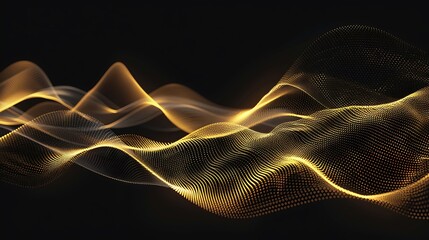 Abstract gold wave on black background. Vector illustration for your design, Abstract golden lines on black BG, AI Generated.