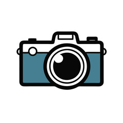 a Photo camera vector icon, vector silhouette, isolated white background 