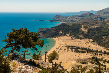 Tsambika Beach on the Island of Rhodes in Greece