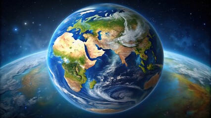 Fototapeta premium Planet Earth Globe with detailed landmass and oceans , earth, world, global, planet, nature, geography, continents, orbit, sphere
