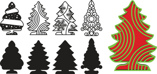 Christmas tree vector layered decoration