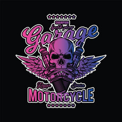 Vintage Custom Motorcycle Poster. Original vector illustration in vintage style isolated on black background. T-shirt design.