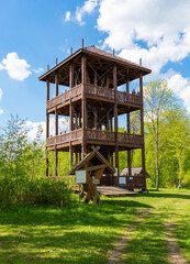 Wooden observation tower on Mount Saint Anne in Podlasie