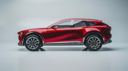Obraz premium sleek red suv showcased in minimalist white studio multiple angles highlighting aerodynamic design subtle reflections emphasizing premium finish