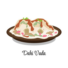 Dahi Vada Delicious Tasty Snack Indian Meals Illustration Design Vector