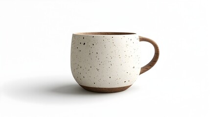 Handcrafted Ceramic Coffee Mug with Textured Finish on Stark White Background