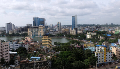Fototapeta premium A beautiful sunny view of chittagong city. Top view of chittagong city,Bangladesh