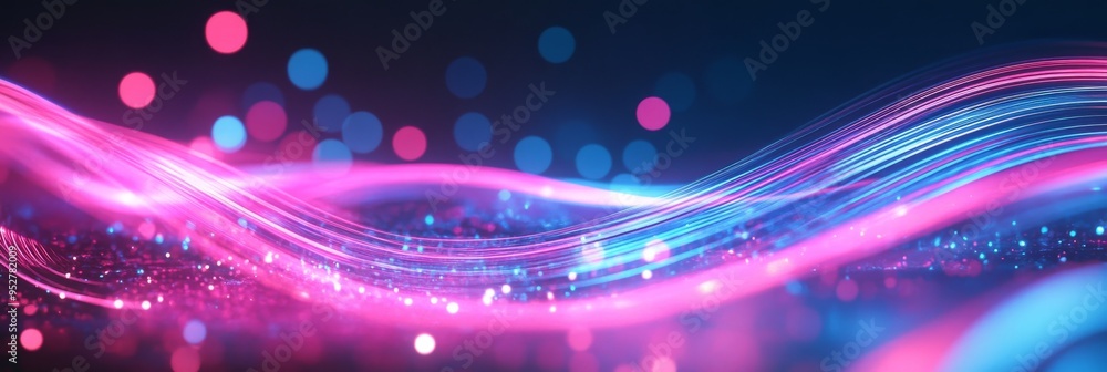 Aufkleber vibrant neon lines in pink and blue flow across the canvas, creating an abstract backdrop that showc