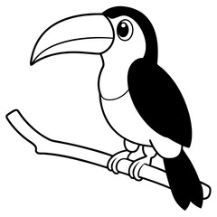 cartoon toucan bird on tree branch on white background © design master