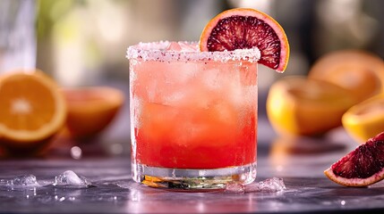 Blood orange margarita vibrant citrusy. Generative AI