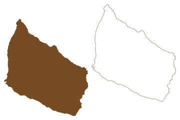 Bornholm island (Denmark, Baltic Sea) map vector illustration, scribble sketch Borrinjholm or Bornholmsk map