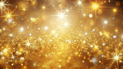 Obraz premium Luxurious Sparkling gold background with stars and bokeh. Beautiful luxury background for Christmas or New Year.