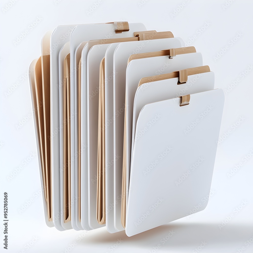Poster organized and efficient hanging file folders on minimalist white background