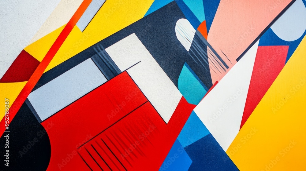 Poster close-up of an abstract background with geometric shapes and bold colors, creating a visually striki