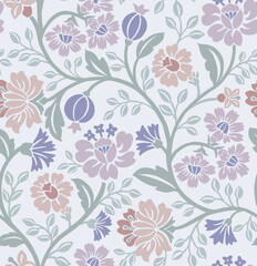 Floral Jacobean Repeat Pattern vector file, block print pattern