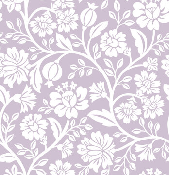 Floral Jacobean Repeat Pattern vector file, block print pattern
