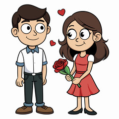 Couples Starting Date Vector Art with White Background