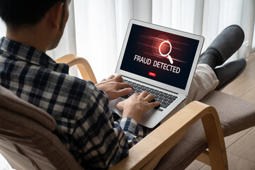Cyber security software show alert of cyber attack for protection snugly. Danger from virus, phishing and cyber fraud.