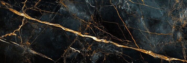This composition showcases an exquisite pattern of deep black marble interlaced with delicate gold veins, providing an elegant aesthetic for luxury spaces