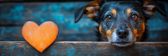 Animal adoption advertisement banner, minimalist style, space for copy text