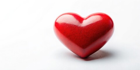 Fototapeta premium Simple red heart flying on isolated background, love, romance, symbol, Valentine's Day, passion, emotion, romance, affection