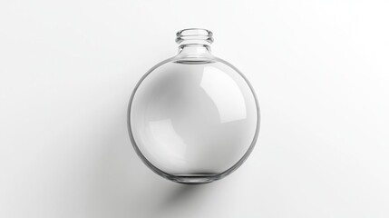 A clear glass orb with a narrow neck, designed for decorative or functional use.