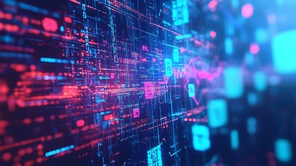 Fototapeta premium Abstract Digital Data Flow with Red and Blue Lights