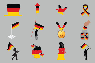 Flag of Germany Set, original and simple Germany flag Bundle, vector illustration of Germany flag Collection
