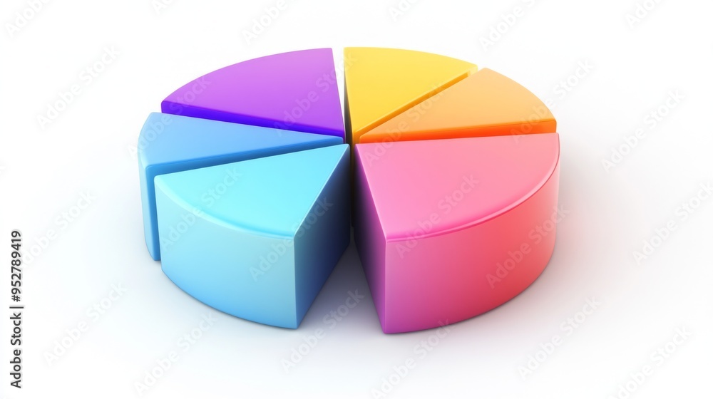 Poster Detailed 3D pie chart with gradient colors and clear data labels, displayed on a white background for a clean and professional visual representation.