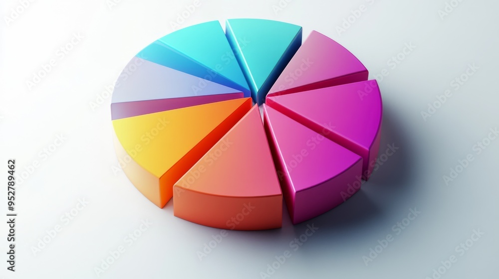 Leinwandbilder detailed 3d pie chart with gradient colors and clear data labels, displayed on a white background fo