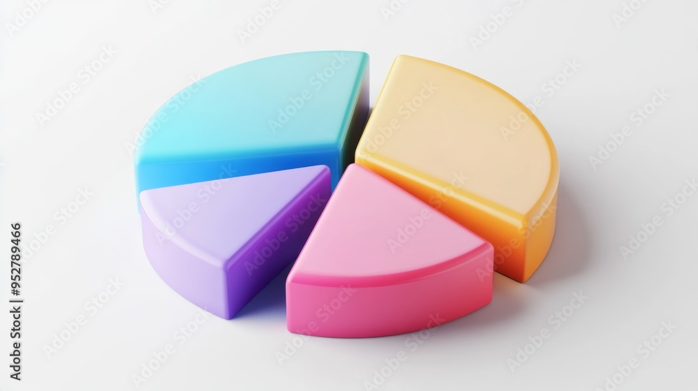 Poster detailed 3d pie chart with gradient colors and clear data labels, displayed on a white background fo