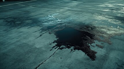 Oil spot concrete leaked. Generative AI