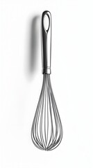 Sleek Stainless Steel Whisk Isolated on Pristine White Background