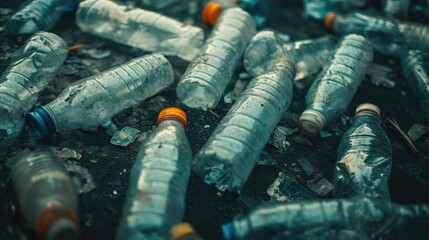 Open plastic bottles. Generative AI