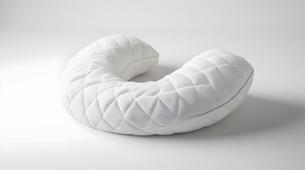 Soft and Plush White Neck Pillow on Clean Minimal Background