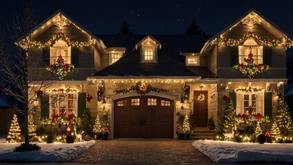 Obraz premium Luxurious home decked out in Christmas decorations that evoke a sense of wonder and enchantment