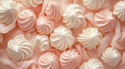 Pink meringue cookies delicate. Generative AI
