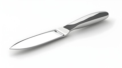 Obraz premium Stainless Steel Julienne Peeler with Gleaming Blades on Minimal White Background