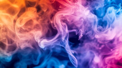Fototapeta premium Detailed shot of colored smoke curling and dissipating in the air, with a focus on the fluid and ethereal quality of the smok movement and colors.